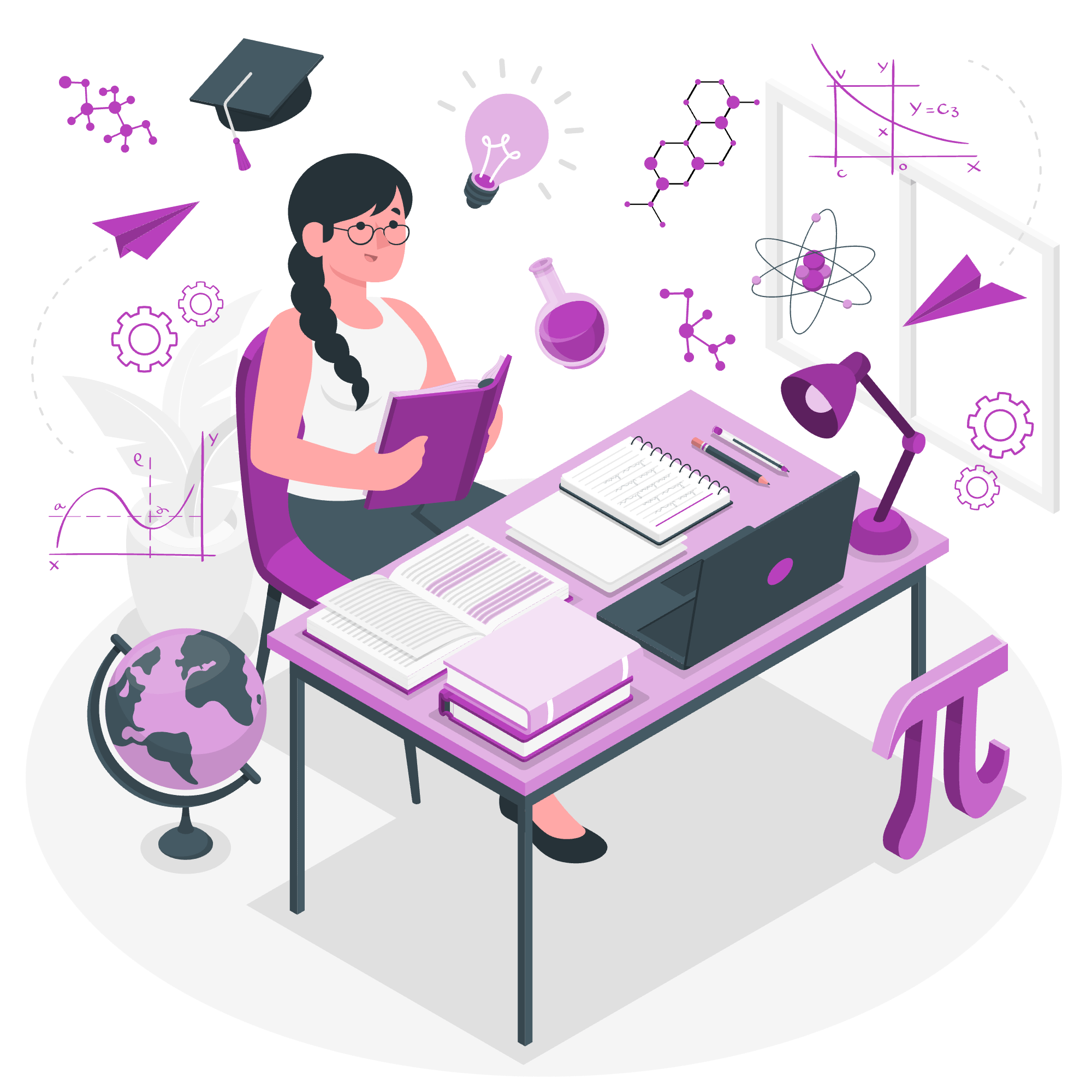 illustration of a student studying easycbm